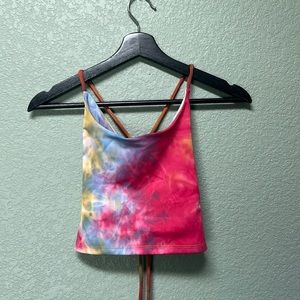 Halara Strappy Cross Back Tie Dye Crop Top